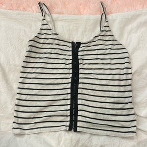 American Eagle soft & sexy ribbed striped front hook shirt size small